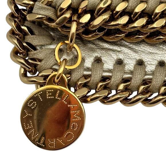 Stella McCartney Falabella Vegan Faux Leather Fold-Over Clutch Gold Vegan Gift - Picture 10 of 16